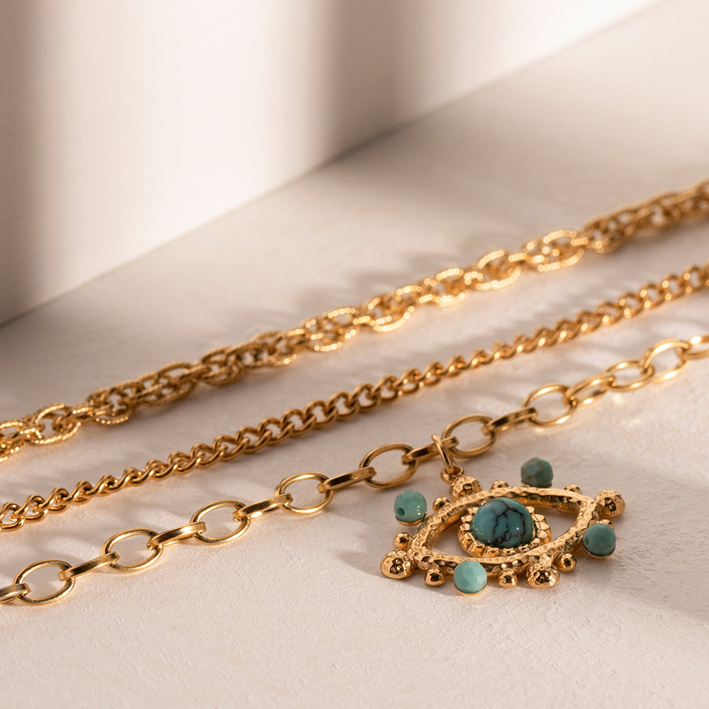 Mystic Eye Layered Turquoise Evil Eye Necklace