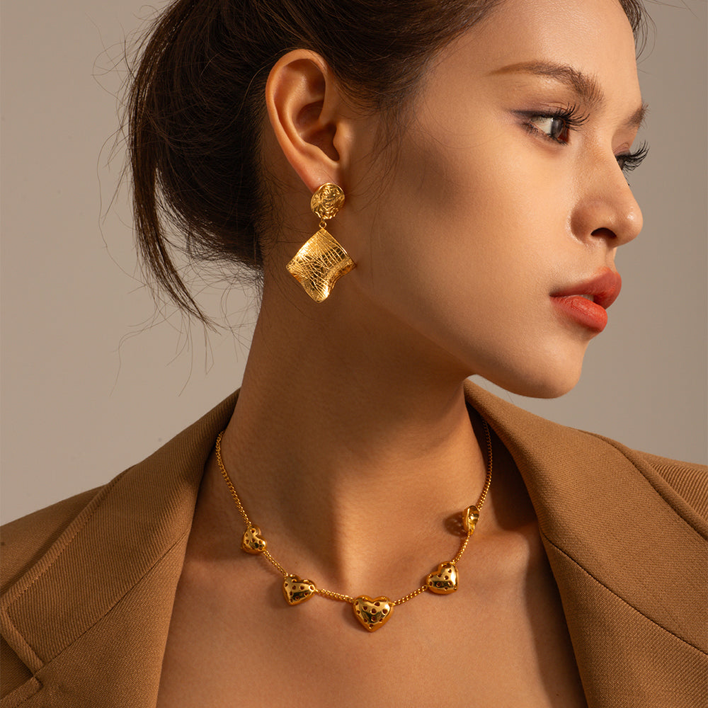 Mesh Facet Gold Danglers