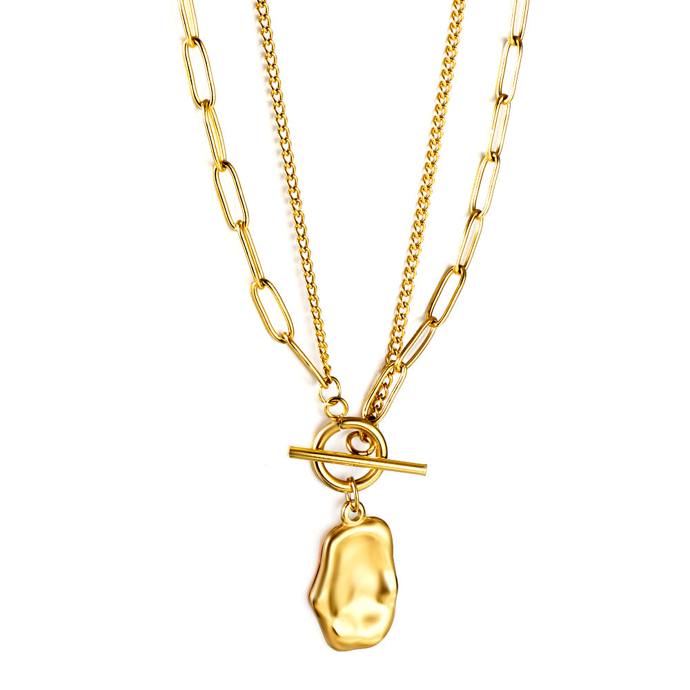 Regal Beaten Gold Layered Necklace
