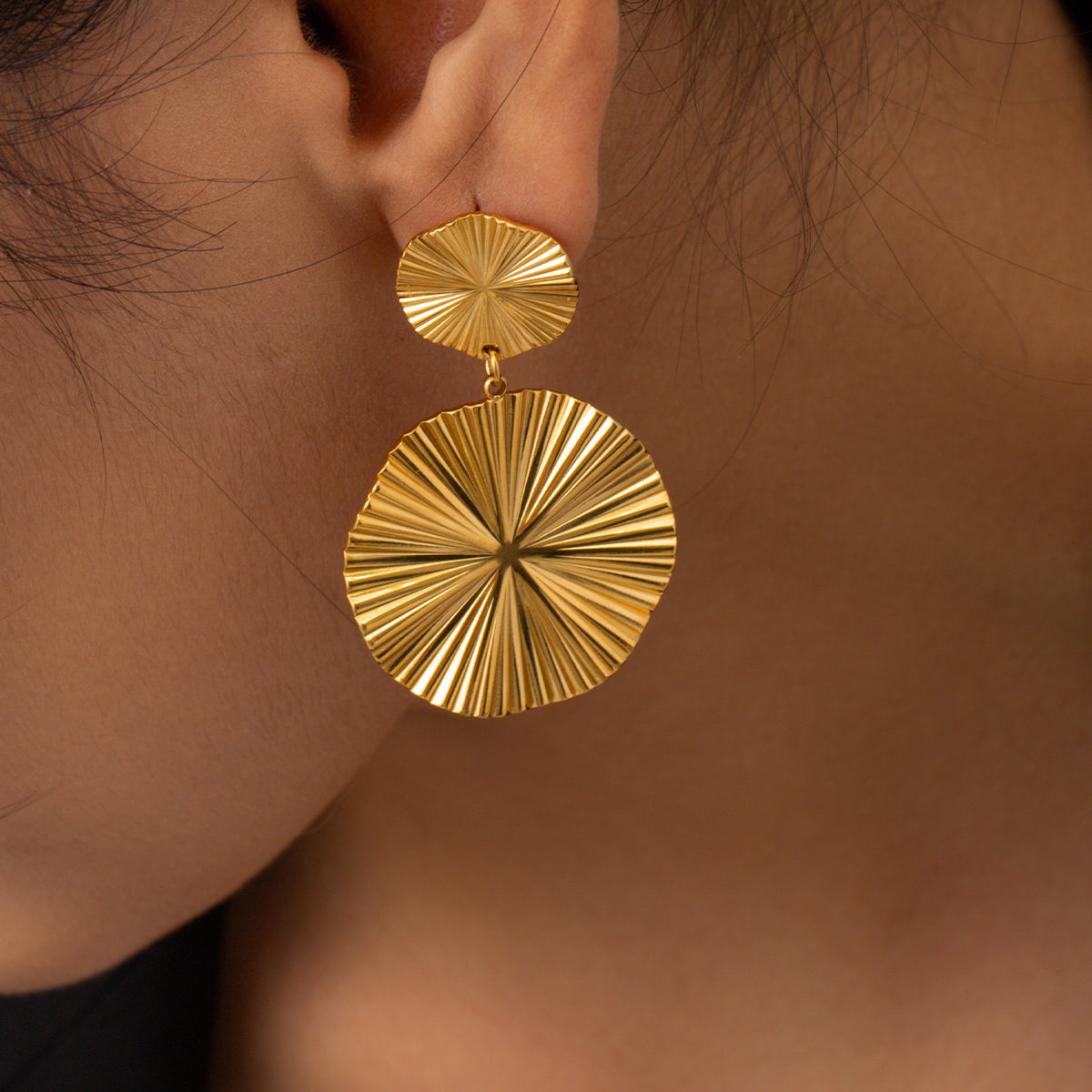 Radiance Disc Gold Danglers
