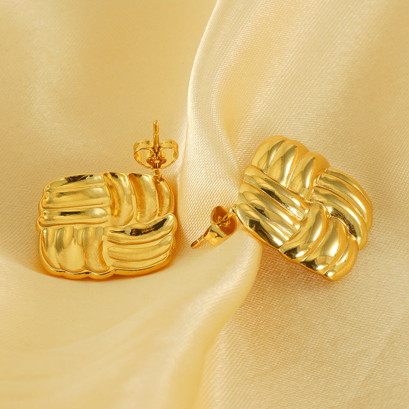 Contemporary Square Gold Studs