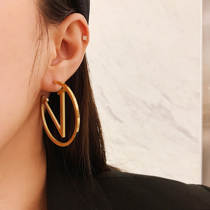 Vivid V Gold Hoops