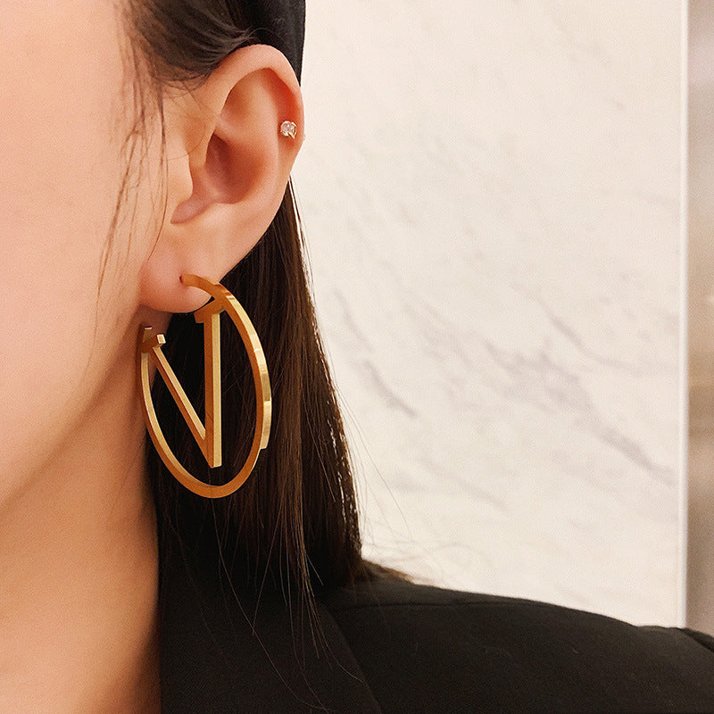 Vivid V Gold Hoops