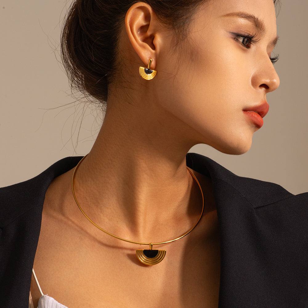 Mystic Black Gold Enamel Earrings