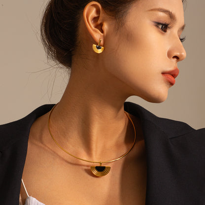 Mystic Black Gold Enamel Earrings