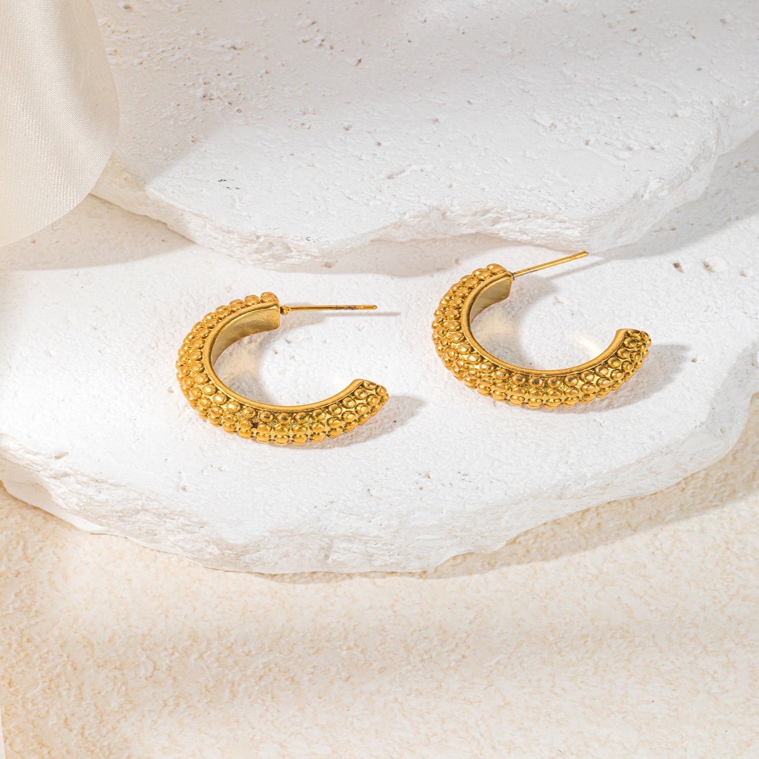 Pebbled Gold Hoops