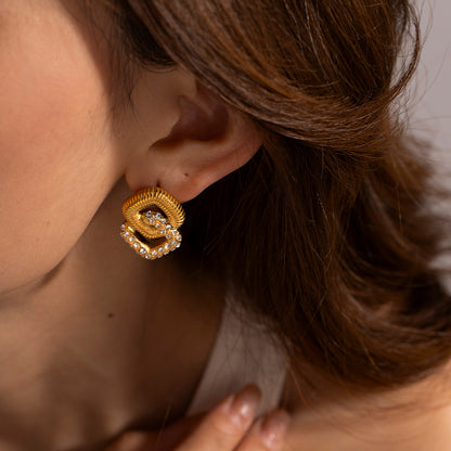 Interlocked Glam Gold - Cubic Zirconia Danglers
