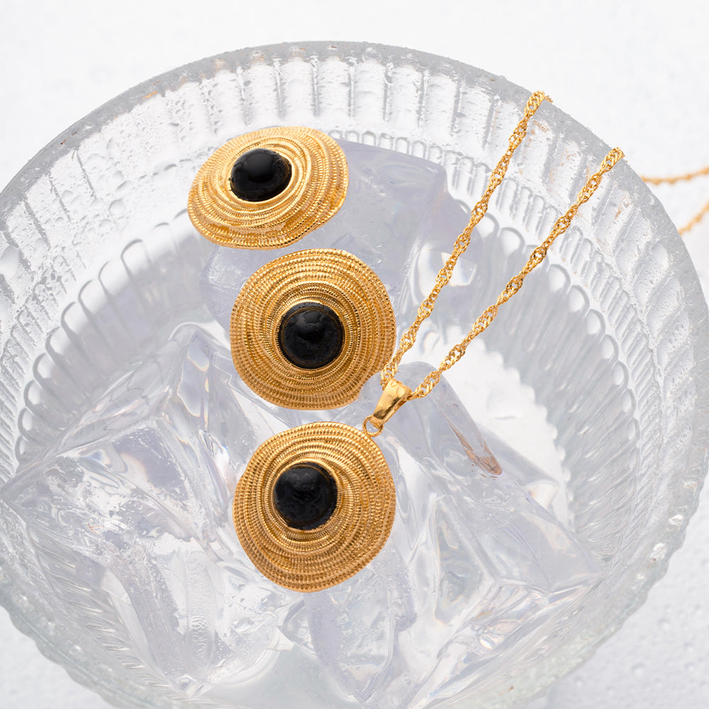 Golden Twist Black Enamel Gold Tops