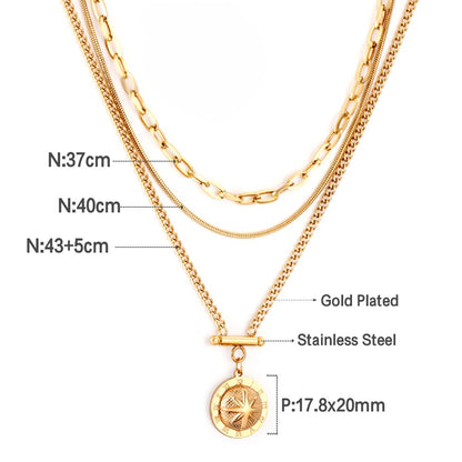Gleaming Sundial Layered Necklace