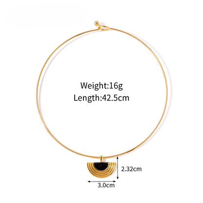 Half Moon Gold Stiff Necklace