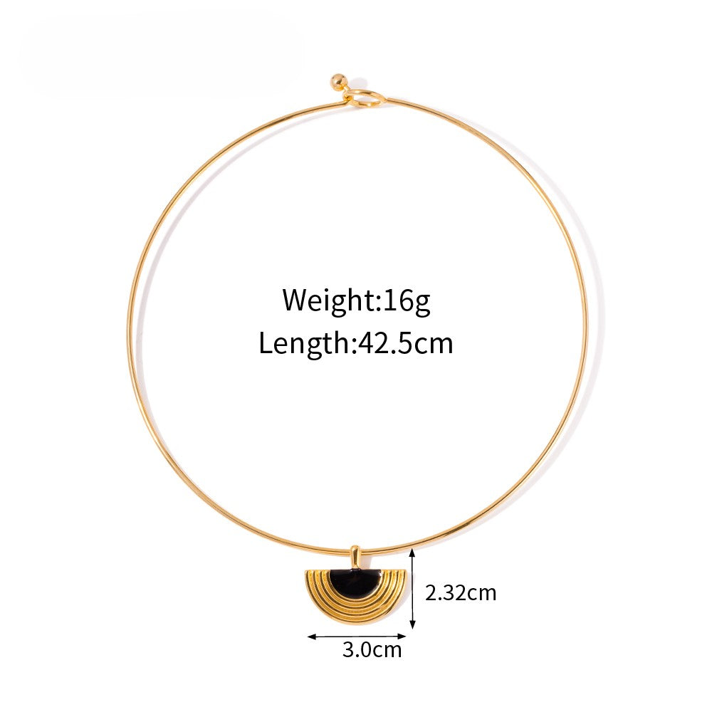 Half Moon Gold Stiff Necklace