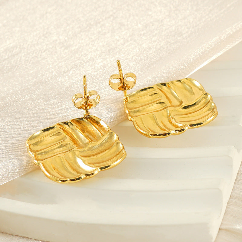 Contemporary Square Gold Studs