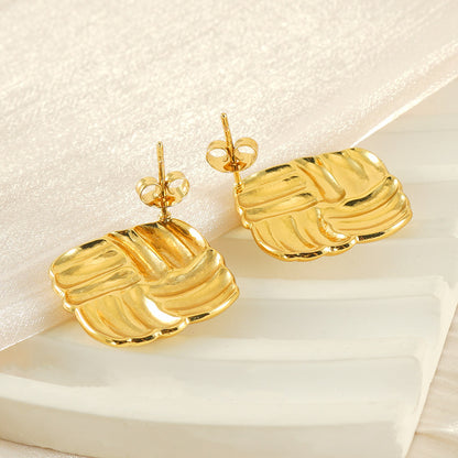 Contemporary Square Gold Studs