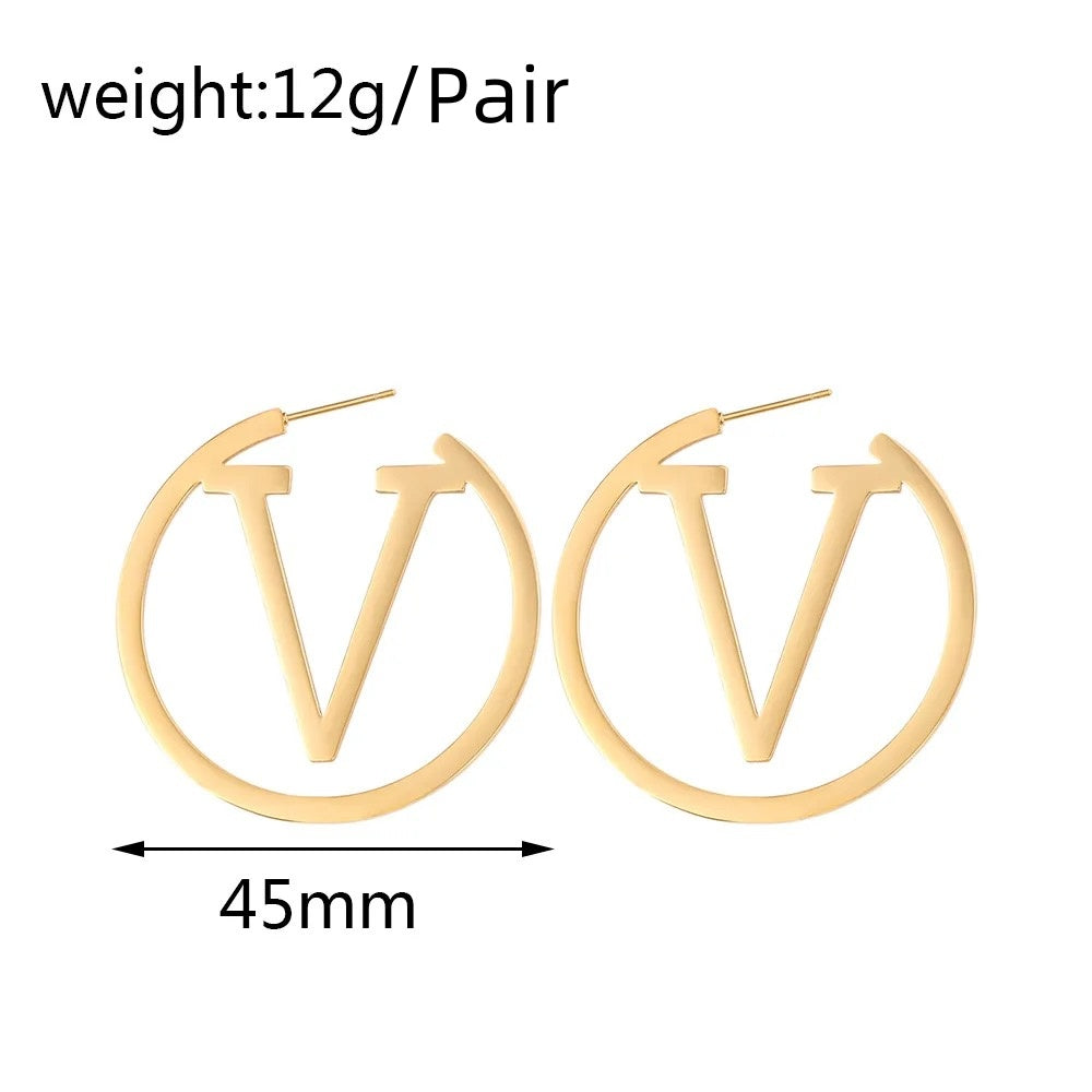 Vivid V Gold Hoops