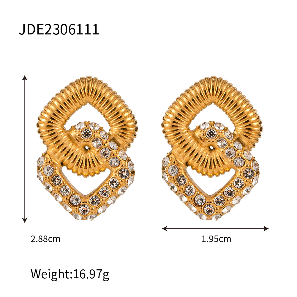 Interlocked Glam Gold - Cubic Zirconia Danglers