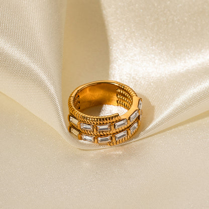 Brilliance Ring with Baguettes Cubic Zirconia