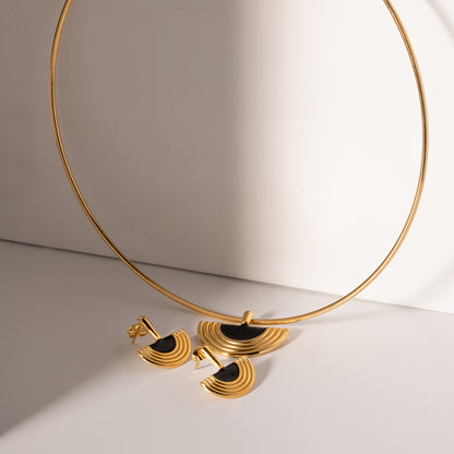 Mystic Black Gold Enamel Earrings