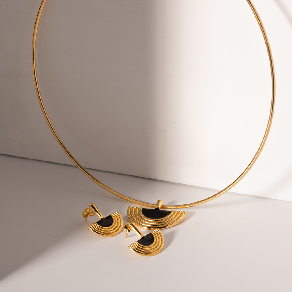 Mystic Black Gold Enamel Earrings