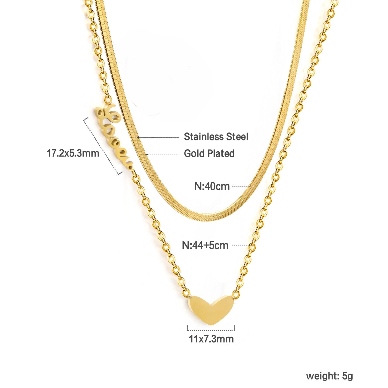 Pure Heart Gold Layered Necklace