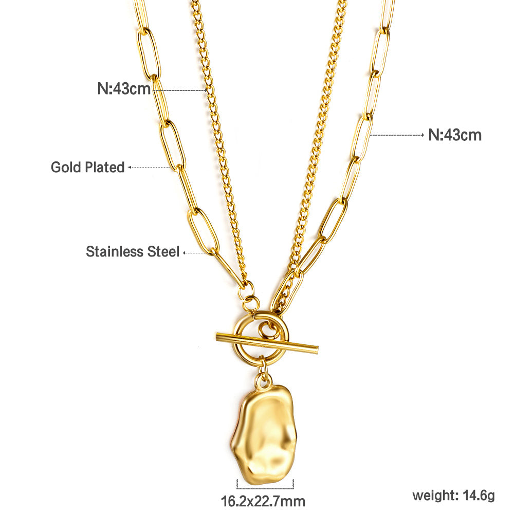 Regal Beaten Gold Layered Necklace