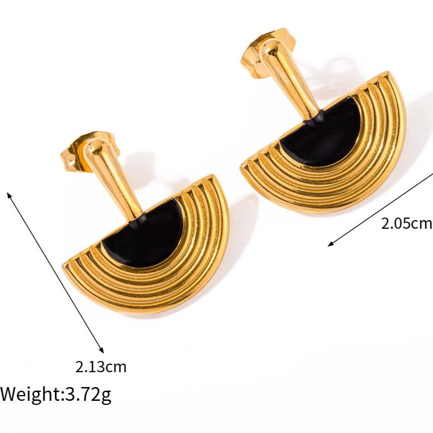 Mystic Black Gold Enamel Earrings