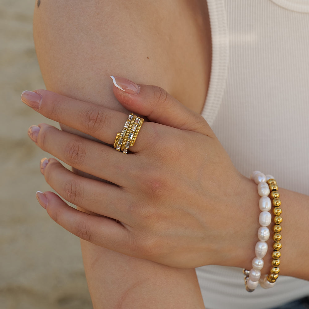 Brilliance Ring with Baguettes Cubic Zirconia
