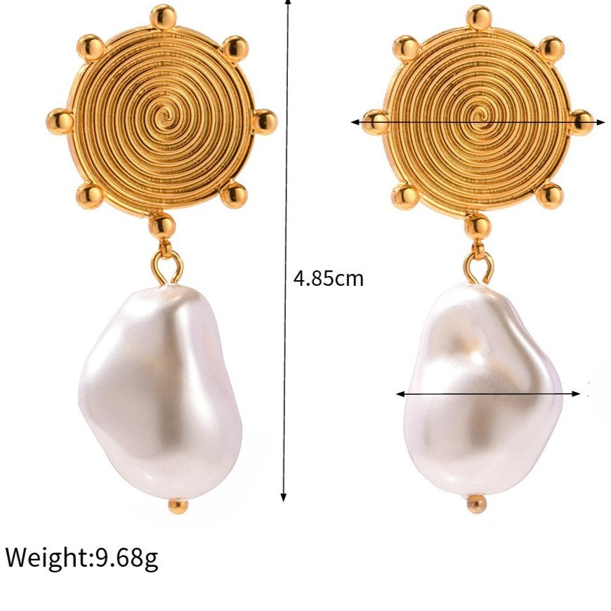 Pearl Charms Gold Danglers