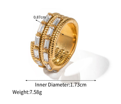 Brilliance Ring with Baguettes Cubic Zirconia
