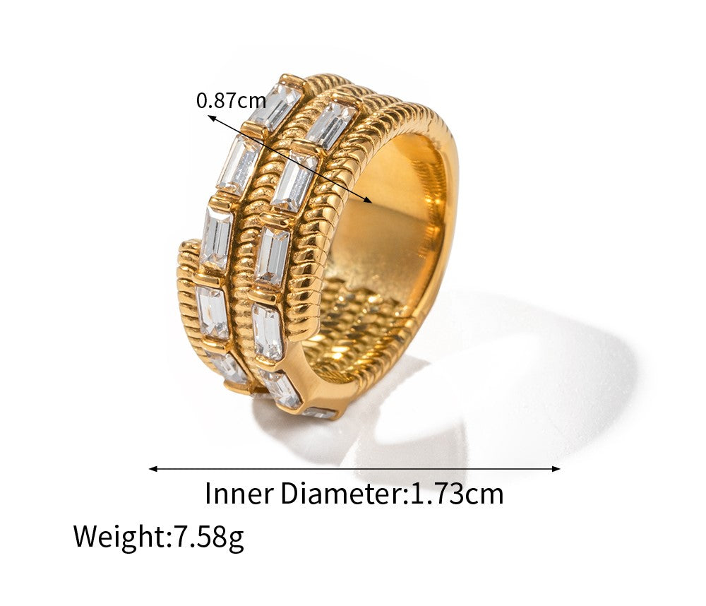 Brilliance Ring with Baguettes Cubic Zirconia