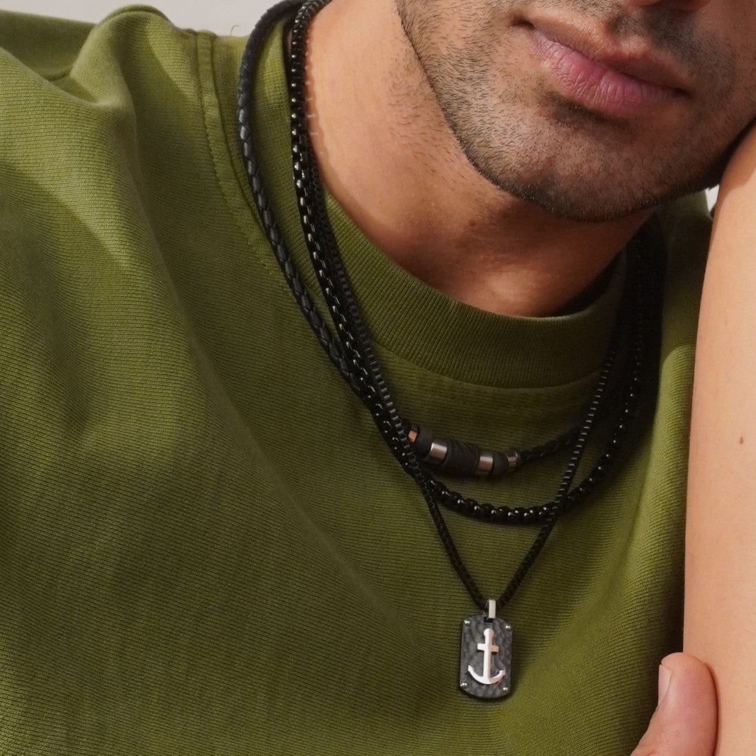 Mens Black Drift Anchor Neckchain
