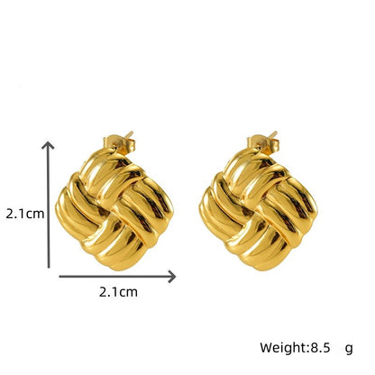 Contemporary Square Gold Studs
