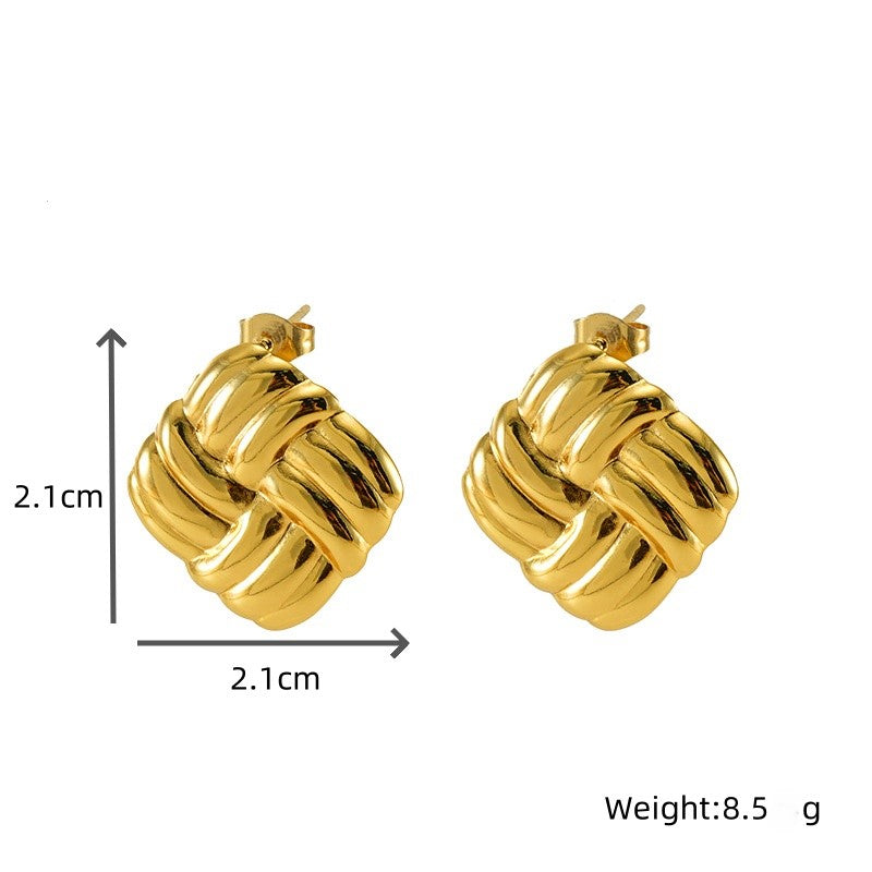 Contemporary Square Gold Studs