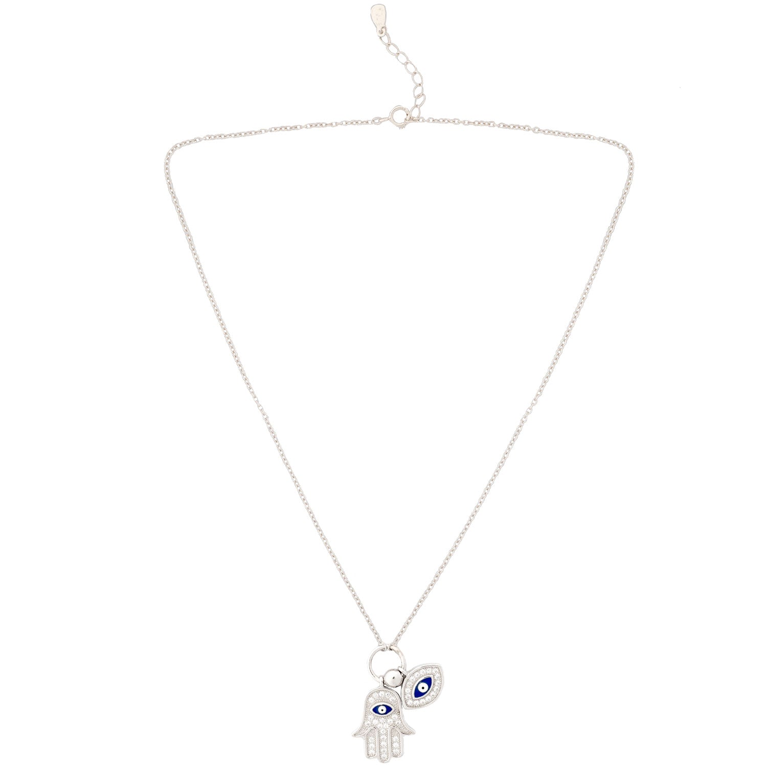 925 Silver Hamsa Evil Eye Necklace