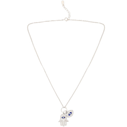 925 Silver Hamsa Evil Eye Necklace