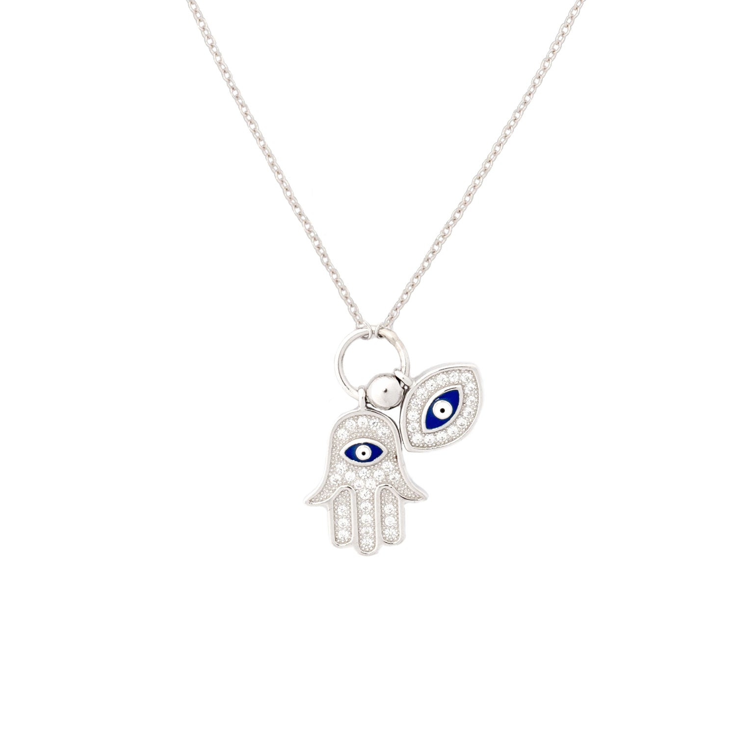 925 Silver Hamsa Evil Eye Necklace
