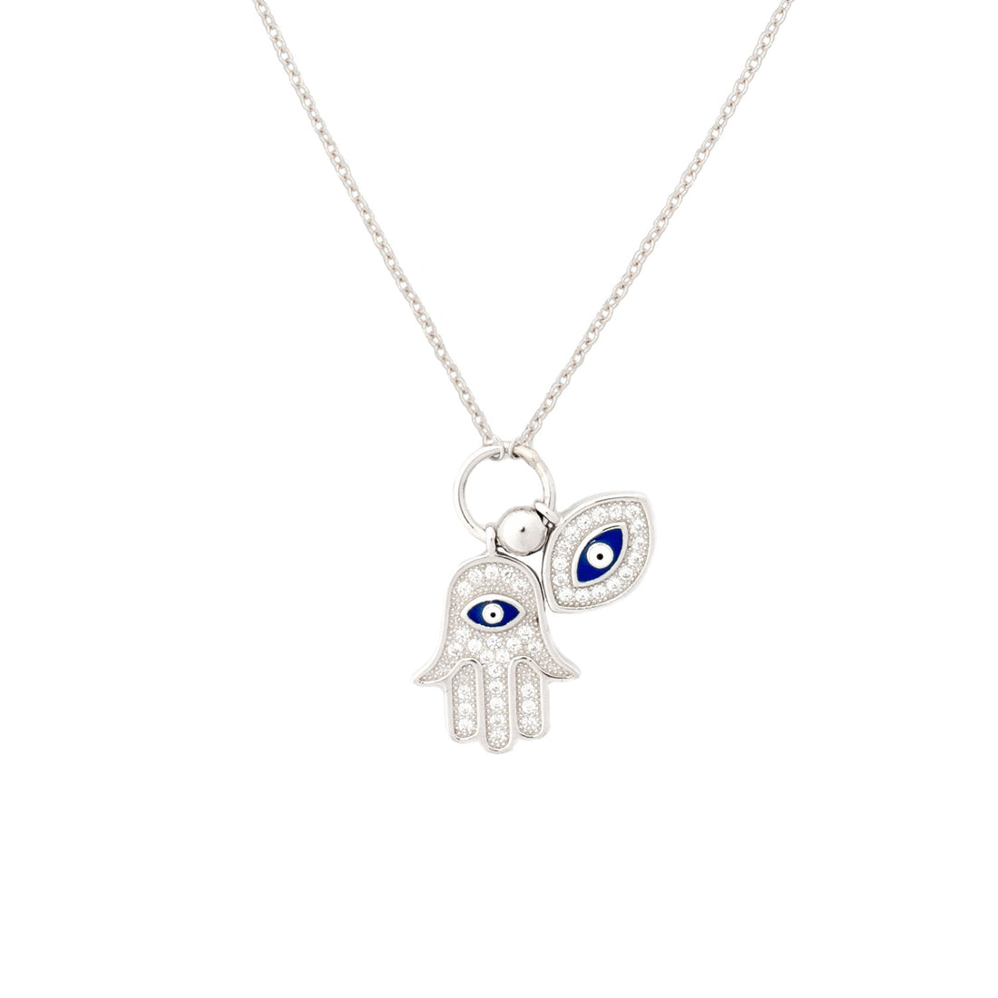 925 Silver Hamsa Evil Eye Necklace