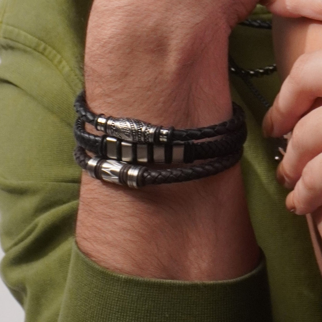 Mens Midnight Weave Leather Bracelet