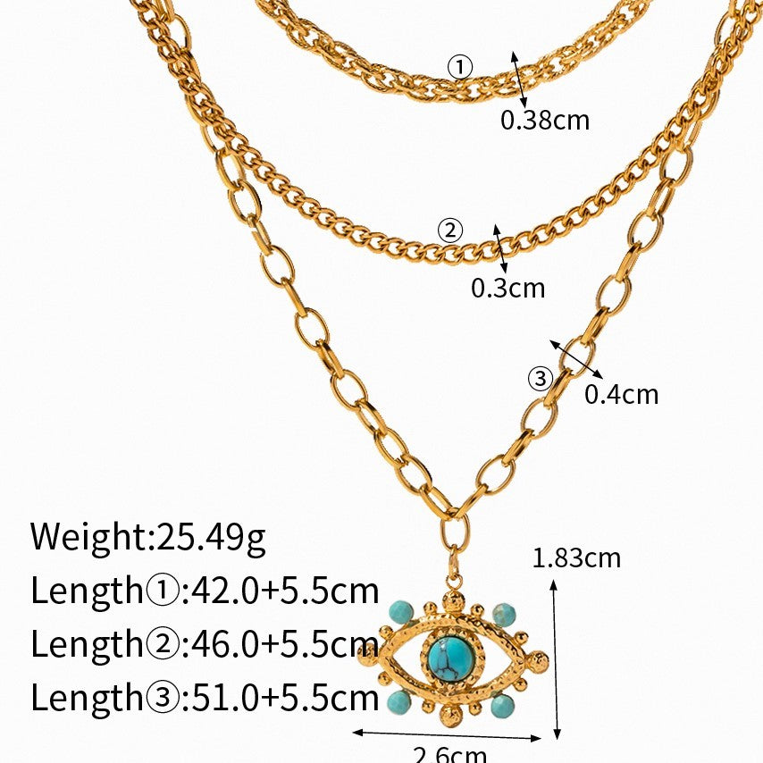 Mystic Eye Layered Turquoise Evil Eye Necklace