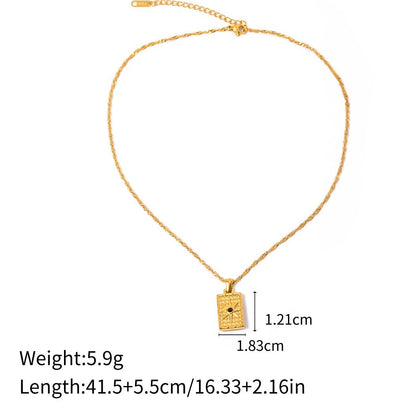 Rectangular Sun Rays Gold Necklace