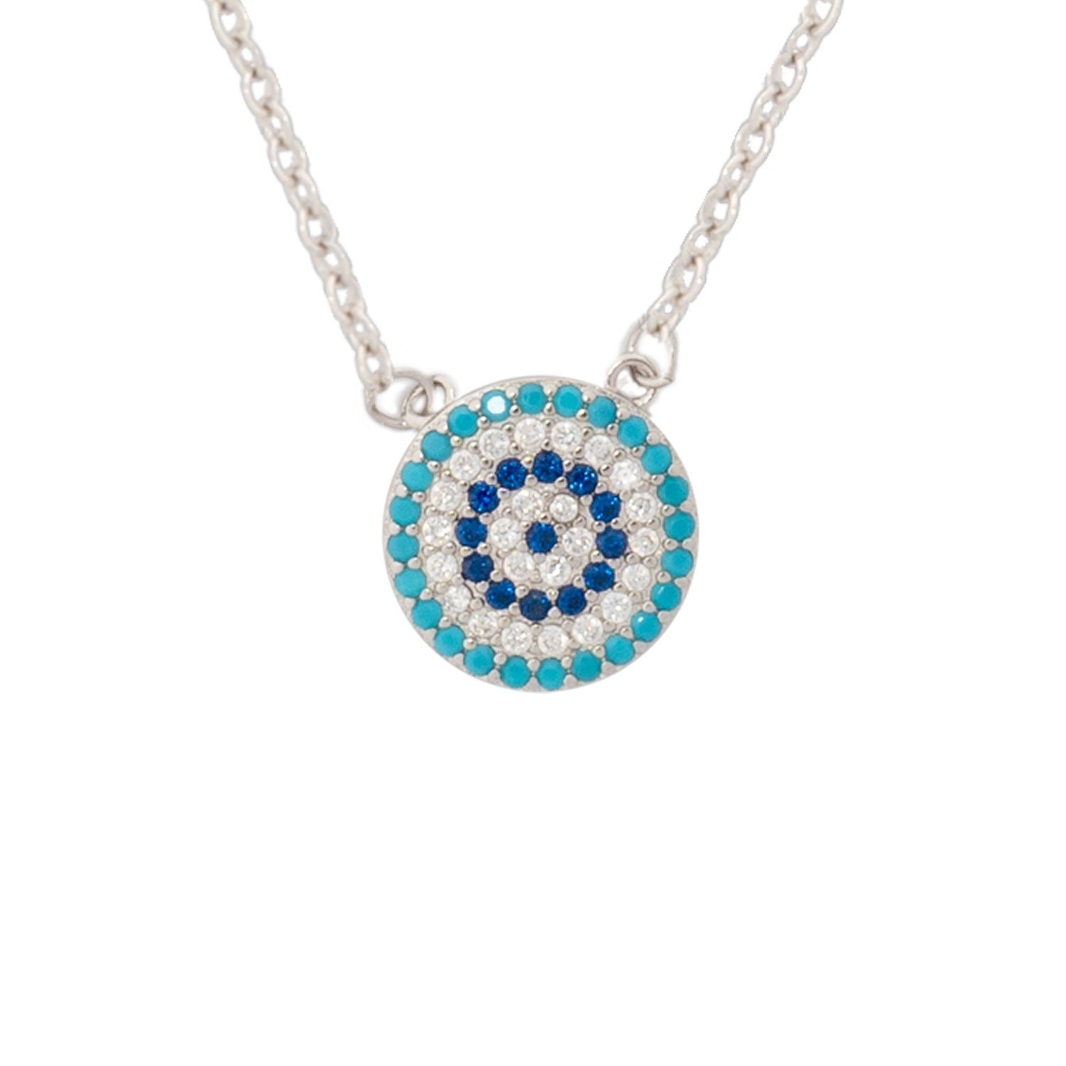 925 Silver Round Evil Eye Necklace