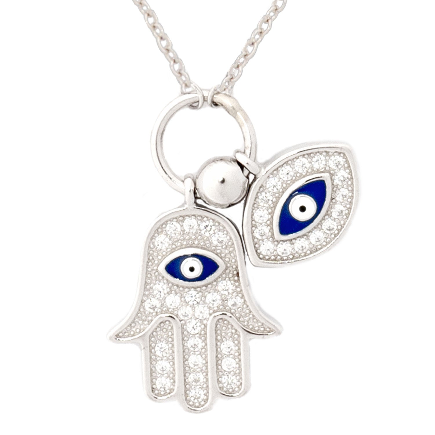 925 Silver Hamsa Evil Eye Necklace