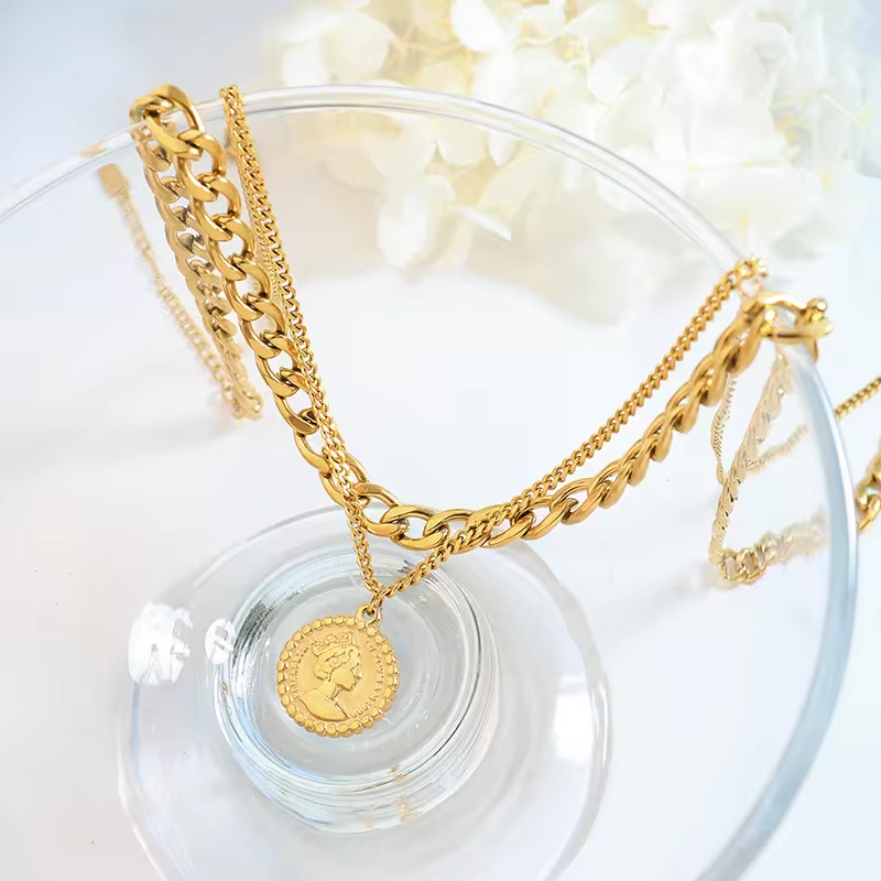 Victorian Coin Gold Layered Necklace