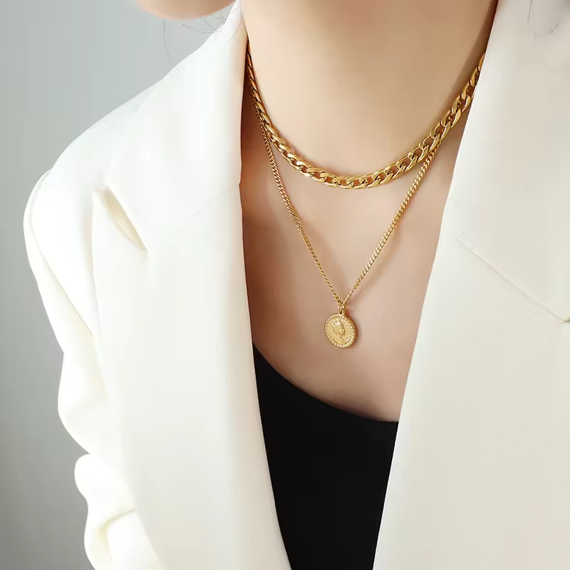 Victorian Coin Gold Layered Necklace